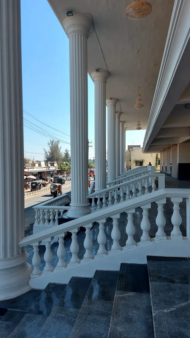 Columns and balustrade along the terrace, Janatha Bazar, Basavanabagevadi
